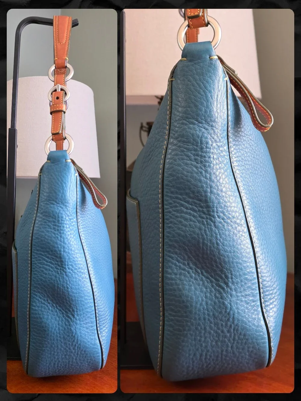 Coach 8E98 Chelsea Hobo Deep Teal Blue Pebbled Leather Shoulder Bag Y2K Vintage